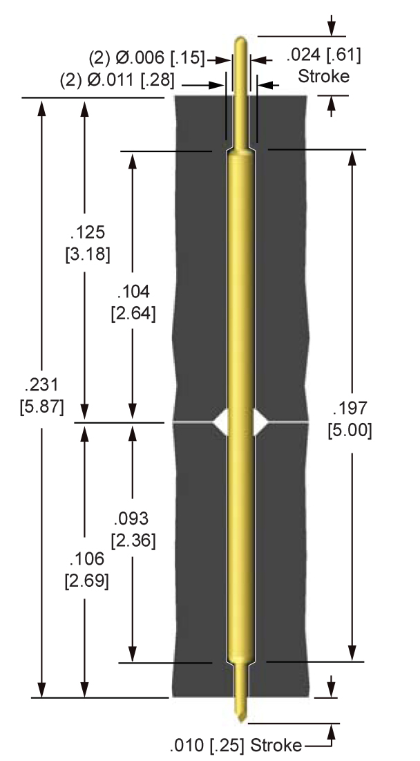 M035-14 series probes are designed for 0.35 mm standard and custom socket applications