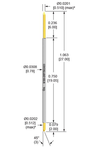 M100-75 series probes are designed for 1.00 mm standard and custom socket applications