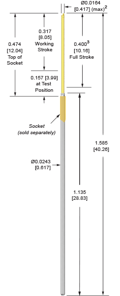 39mil 400 Stroke probes for dual level, loaded board testing