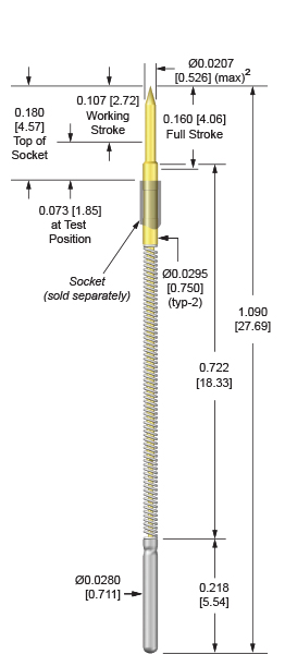 50mil 160 Stroke probes for loaded board testing