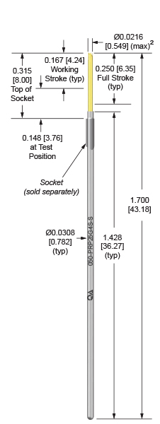 50mil 250 Stroke probes for loaded board testing