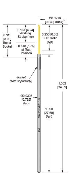 50mil 250 Stroke probes for loaded board testing