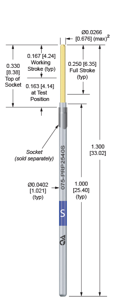 75mil 250 Stroke probes for loaded board testing