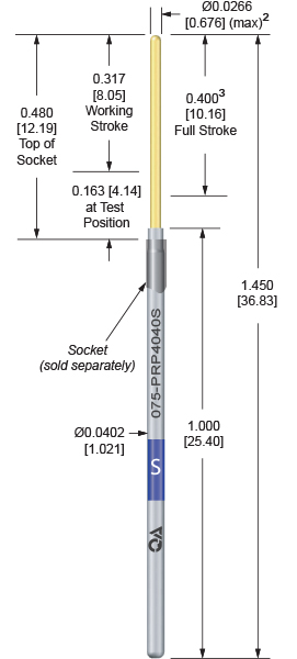 75mil 400 Stroke Probes for dual level, loaded board testing