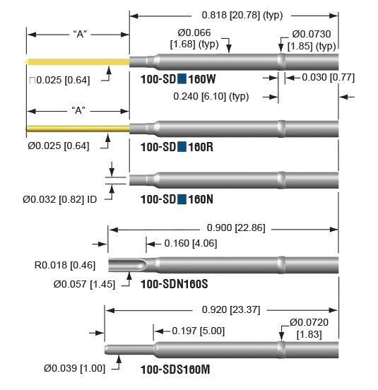 100mil sockets for bare and loaded  board testing