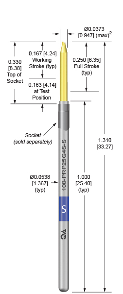 100mil 250 Stroke probes for loaded board testing