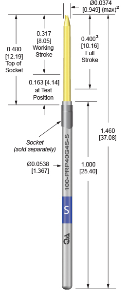 100mil 400 Stroke Probes for dual level, loaded board testing