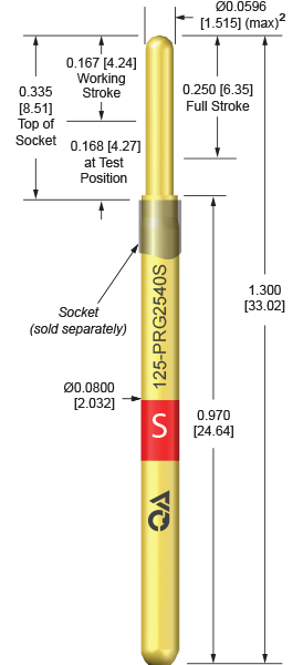 125mil 250 Stroke probes for loaded board testing