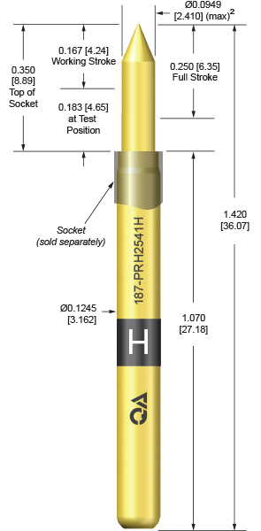 187mil 250 Stroke probes for high current testing