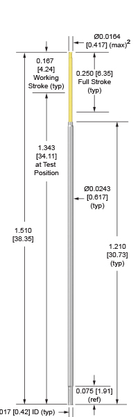 31mil 250 Stroke Socketless Probe for loaded board testing