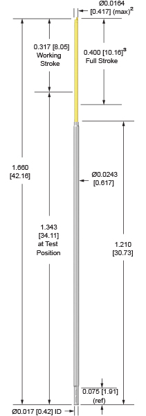 31mil 400 Stroke Socketless Probe for dual level, loaded board testing