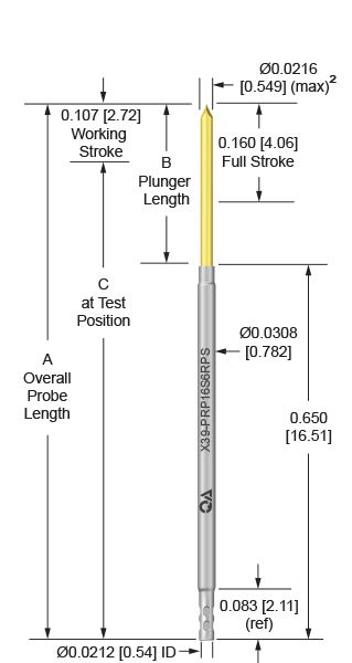 39mil 160 Stroke Socketless Probe for loaded board testing