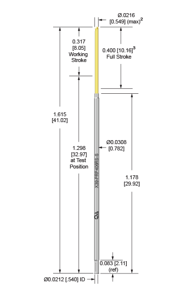 39mil 400 Stroke Socketless Probe for dual level, loaded board testing