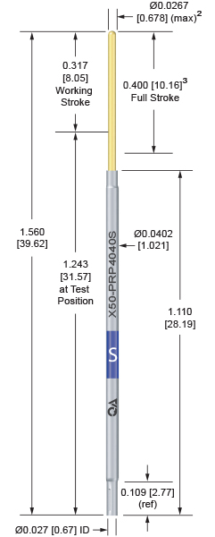 50mil 400 Stroke Socketless Probe for dual level, loaded board testing