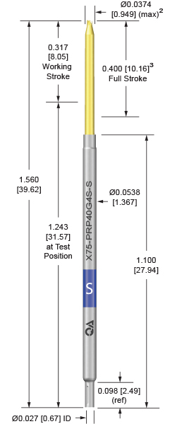 75mil 400 Stroke Socketless Probe for dual level, loaded board testing